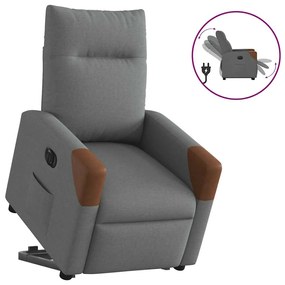 vidaXL Poltrona reclinável elevatória elétrica tecido cinzento-escuro