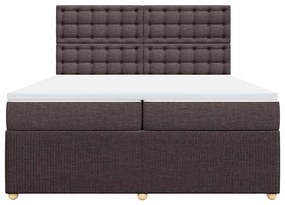Cama com molas/colchão 200x200 cm tecido castanho-escuro