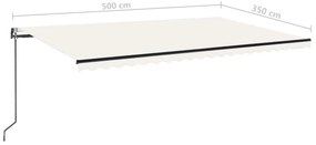 Toldo automático com LED e sensor de vento 500x350 cm cor creme