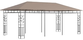 Gazebo c/ rede mosquiteira 6x3x2,73m 180 g/m² cinza-acastanhado