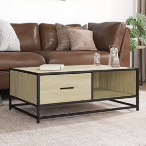 vidaXL Mesa de centro 90x57x35 cm deriv. madeira/metal carvalho sonoma