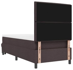 Cama Box com Colchão &amp; Banco Castanho 100x200 cm Tecido