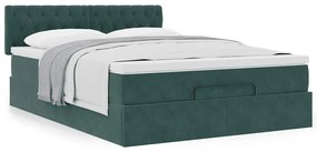 Estrutura de cama otomana com colchão 140x200 cm verde escuro