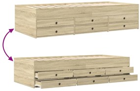 Sofá-cama com gavetas sem colchão 90x190 cm carvalho sonoma