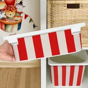 Autocolante para caixa IKEA TROFAST - Riscas vermelhas (sobre bege)