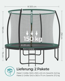 Trampolim jardiim Ø 305 cm com rede de segurança Verde
