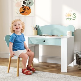 Secretária infantil com cadeira, mesa infantil e cadeira com gaveta e tampo largo, 80 x 41 x 74,5 cm, verde