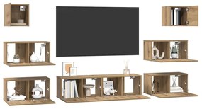 Conjunto de móvel de TV 8 pcs carvalho artisiano