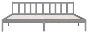 Estrutura de cama 200x200 cm pinho maciço cinzento