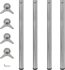 4 pernas de mesa, altura ajustável, níquel escovado 870 mm