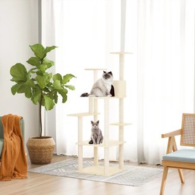 Árvore para gatos c/ postes arranhadores sisal 153 cm cor creme