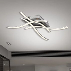 Candeeiro de teto LED Tigull com 4 lâmpadas 46 x 46 x 10 cm Prateado