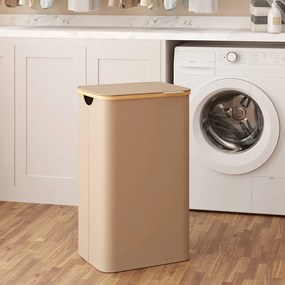 Cesto da roupa suja, cesto com tampa, 90 L castanho
