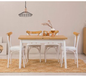 Conjunto de Mesa de Jantar Extensível Oliver – Branco – Mesa: 120x77x7