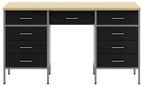 Conjunto de armário e mesa de trabalho em 3 peças vidaXL preto em made