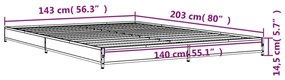 Estrutura de cama 140x200 cm derivados de madeira/metal