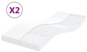 Colchões de espuma 2 pcs 100x200cm 7 zonas dureza 20 ILD branco