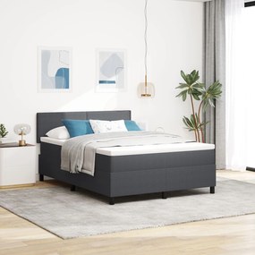 Cama Box Spring com Colchão Cinza Escuro 140x200 cm Tecido Corduroy
