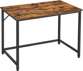 Mesa de computador VASAGLE, escrivaninha, mesa de escritório pequena, 50 x 100 x 75 cm, escritório, escritório em casa, montagem simples, aço, design industrial, marrom rústico e preto LWD41XV1