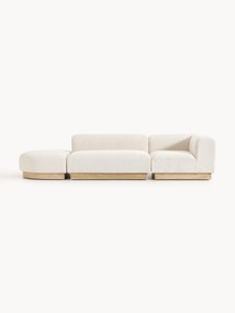 Módulo com chaise longue em teddy-bouclé Natalie, com repousa pés
