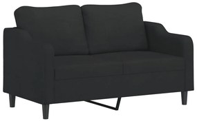 Sofá 2 lugares + almofadas decorativas 140 cm tecido preto