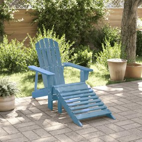 Cadeira adirondack com otomana madeira de abeto maciça azul