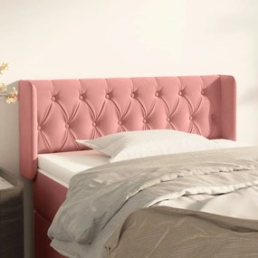 Cabeceira de cama c/ abas veludo 103x16x78/88 cm rosa