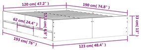 Estrutura cama c/ gavetas 120x190cm derivados de madeira branco