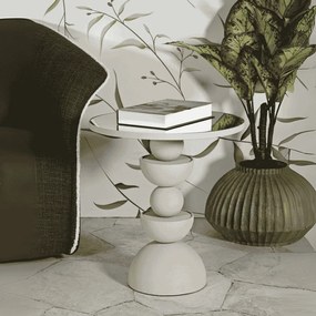 MESA DE CENTRO DUNA COM ESPELHO Ø 45X49,5 CM CREME
