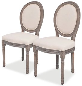 Cadeiras de jantar 2 pcs tecido cor creme