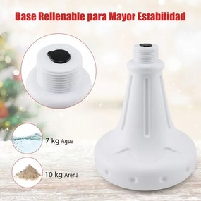 Candeeiro musical natal com 185 cm de altura com luzes LED brancas quentes Efeitos de neve Base recarregável Branco