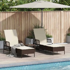 vidaXL Espreguiçadeira 2-pessoa 2 pcs Castanho 35 x 35 x 32cm vime PE
