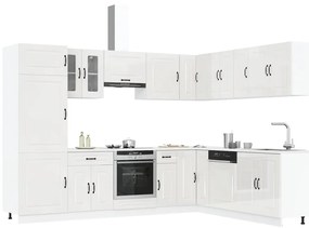 14 peças armário de cozinha conjunto Kalmar brilho branco