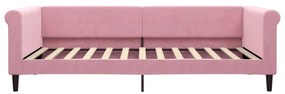 Sofá-cama com colchão 100x200 cm veludo rosa