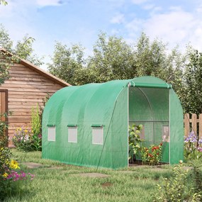Estufa de jardim em forma de túnel, área útil de 6 m², 3 m (C) x 2 m (L) x 2 m (A), estrutura tubular reforçada, porta com fecho de correr, 6 janelas