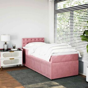 Cama com molas/colchão 90x200 cm veludo rosa