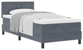 Cama Box Spring com Colchão Cinza Escuro 90x200 cm Veludo