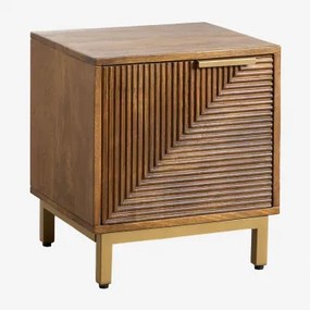 Pack De 2 Mesas De Cabeceira Retangulares 40x35 Cm Em Madeira De Manga Baty Madeira De Cabo Escuro - Sklum