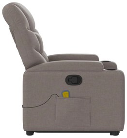 Poltrona elevatória de massagens tecido cinzento-acastanhado