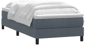 Cama com molas/colchão cinza-escuro 80x210 cm veludo