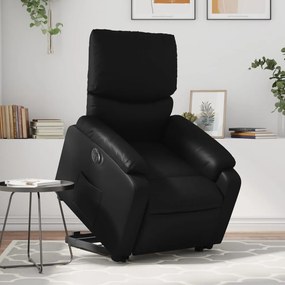vidaXL Poltrona reclinável elevatória elétrica couro artificial preto