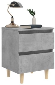 Mesas cabeceira 2pcs c/ pernas pinho 40x35x50cm cinza cimento