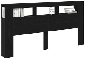 Cabeceira de Armazenamento vidaXL com Luzes LED Carvalho Preto 200x18,