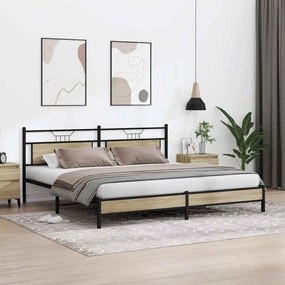 Estrutura de cama sem colchão 200x200cm metal carvalho sonoma