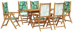 Conjunto de Jantar de Jardim 7 pcs Padrão de folhas 6-Pessoas