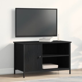 Armário para TV vidaXL Preto Carvalho 80x40x50 cm Madeira de Engenharia e Aço