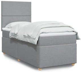 Cama com molas/colchão 80x200 cm tecido cinza-claro
