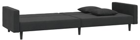 Sofá-cama 2 lugares com duas almofadas veludo preto