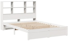 Cama com estante sem colchão 160x200 cm pinho maciço branco