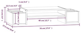 Suporte para monitor 70x27,5x15 cm madeira pinho maciça preto